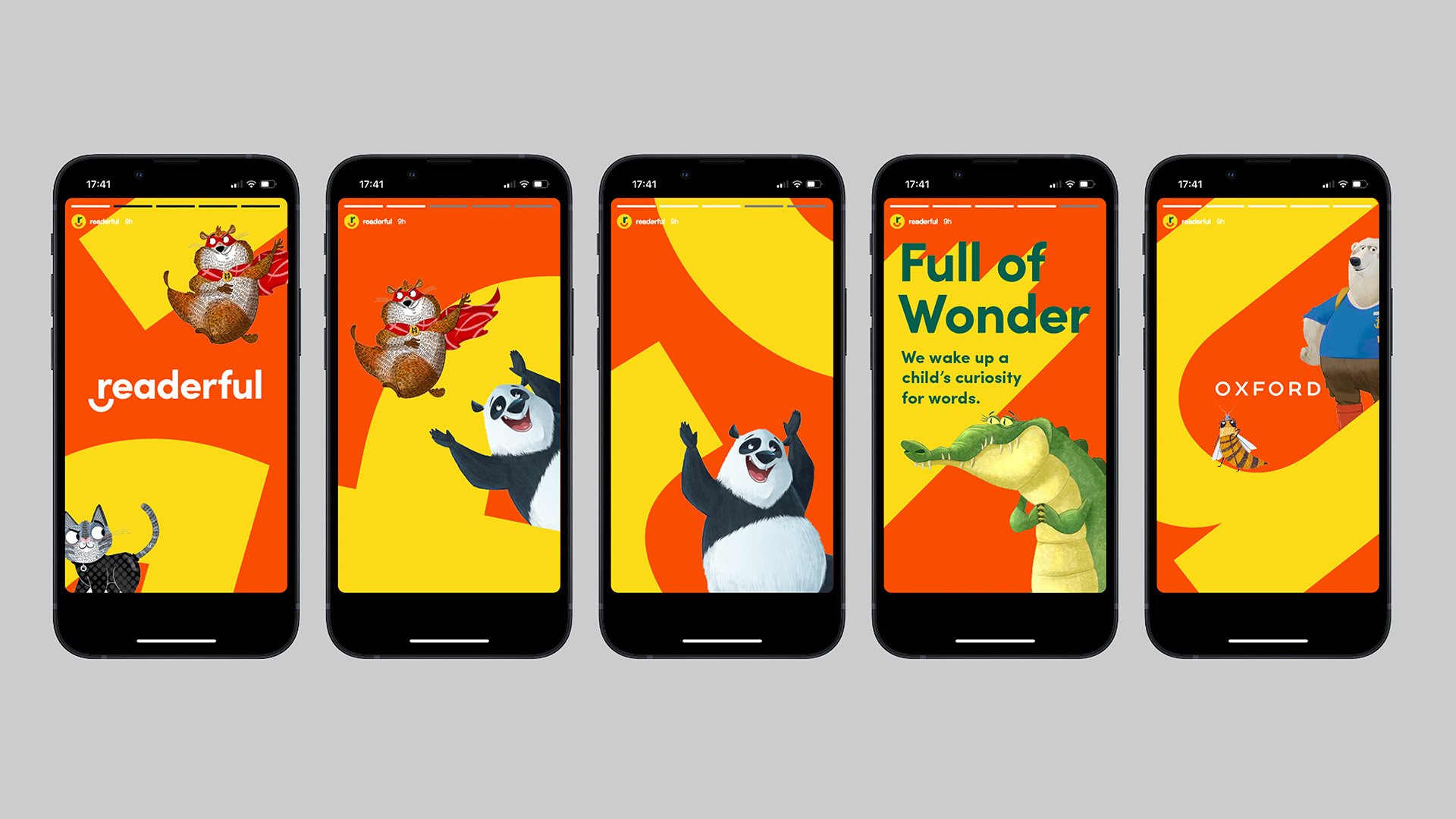 Readerful branding shown across a range of smartphone screens